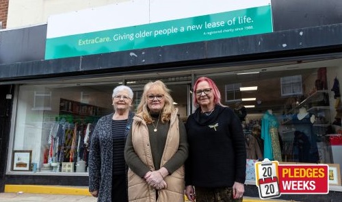 Frances Latham, Extra Care volunteer, Julia Evans, Oakengates Shop Manager, and Gill Mcphie, Deputy Manager.