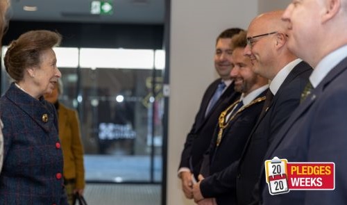 HRH meets Councillor Lee Carter, Telford & Wrekin Council Leader, when she officially opened The Quad.