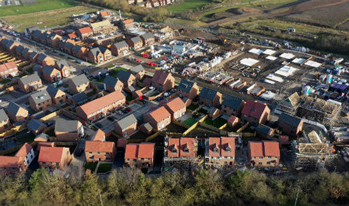 A photograph showing an aerial view a housing development in Lawley