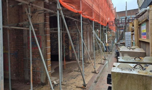 A photograph showing the progress of the Market Street development