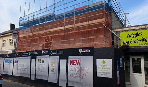 A photograph showing the progress of the Market Street development