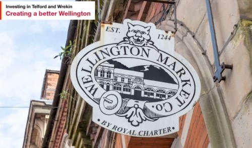 A photograph of the Wellington Market sign