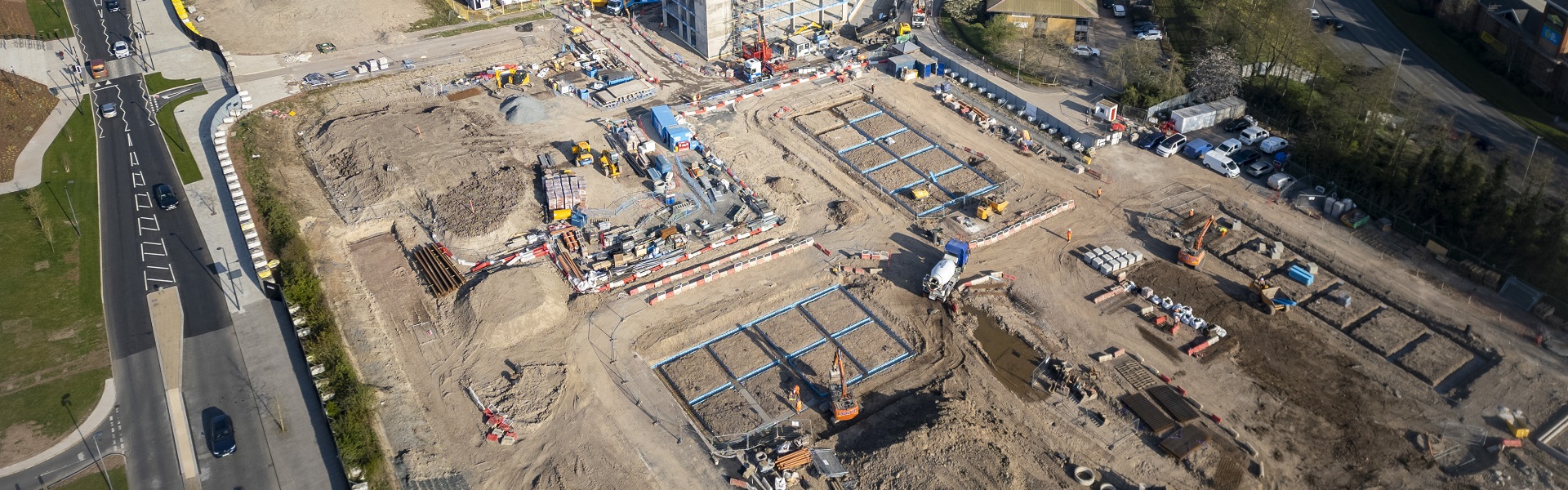 An aerial photograph of the Station Quarter development