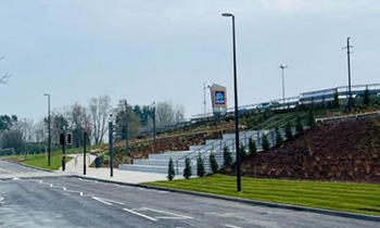 A photograph of the new steps along Lawn Central following the removal of the footbridge.