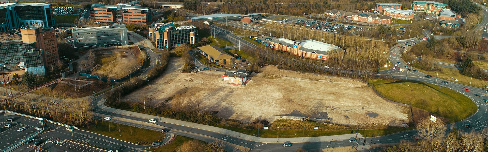 An aerial photograph showing the Station Quarter