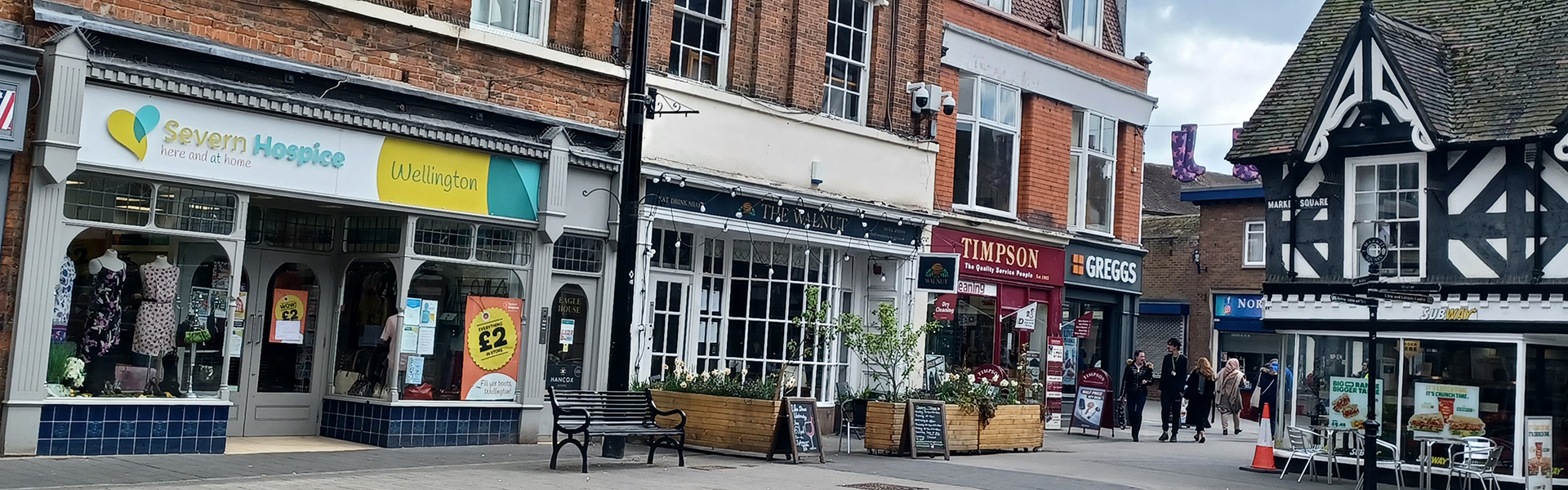 A photograph of Wellington Market Square in the town centre